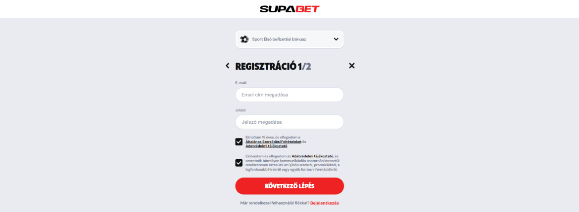 A Supabet regisztráció lépései